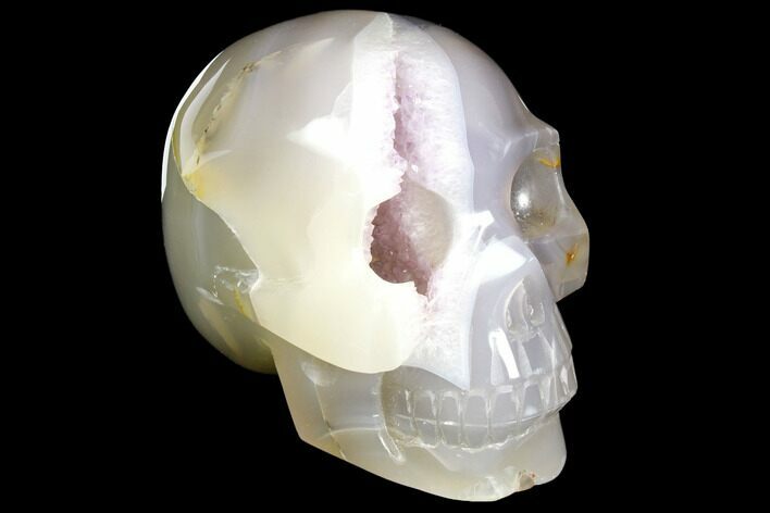 Polished Agate Skull with Amethyst Crystal Pocket #148114